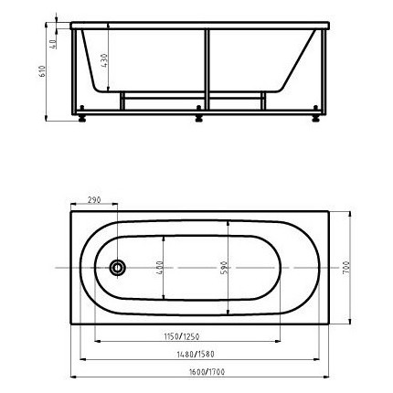 Ванна гидромассажная Aquatek Оберон 160x70 см фото 5
