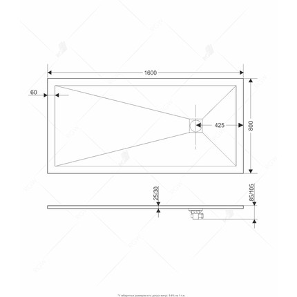 Каменный поддон RGW ST-168G 160х80 см 14152816-02, графит - 4 Каменный поддон RGW ST-168G 160х80 см 14152816-02, графит фото 4