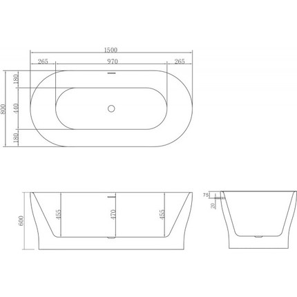 Ванна отдельностоящая BelBagno BB405-1500-800 150х80 см, Размер - мм: 1500х800 фото 5