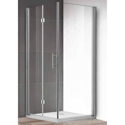 Душевое ограждение Cezares Eco ASH-1 90х80 см, хром/прозрачное -  Душевое ограждение Cezares Eco ASH-1 90х80 см, хром/прозрачное фото