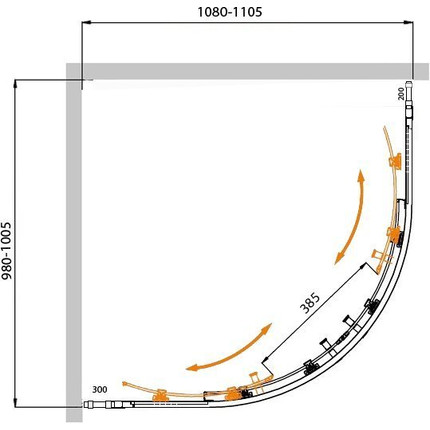 Душевое ограждение Cezares Molveno RH-22 110х100 см, хром/прозрачное фото 4