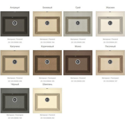 Кухонная мойка Florentina Липси 600 20.120.D0600.107, песочный, Цвет производителя: песочный фото 2