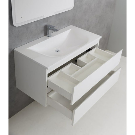 Тумба подвесная с раковиной Cezares MOLVENO-100-2C-SO-BG 100 см, Bianco Ghiaccio фото 3