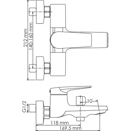 Смеситель для ванны WasserKraft Aisch 5501, золото фото 8