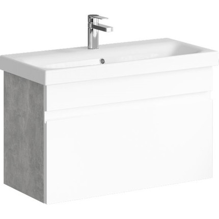 Тумба подвесная с раковиной Aqwella Smart 80 см SRT0108BS, бетон светлый/белый фото 