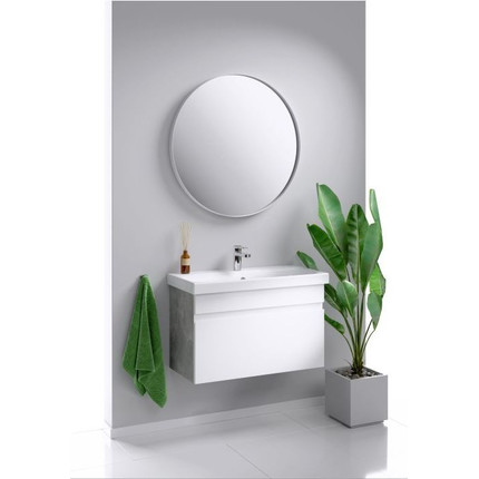 Тумба подвесная с раковиной Aqwella Smart 80 см SRT0108BS, бетон светлый/белый фото 4