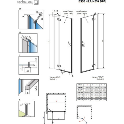 Душевая дверь Radaway Essenza New Black DWJ 100 см 385014-54-01R, черный/прозрачное - 10 Душевая дверь Radaway Essenza New Black DWJ 100 см 385014-54-01R, черный/прозрачное фото 10
