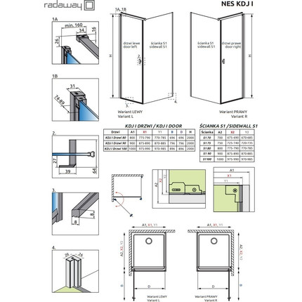 Душевое ограждение Radaway Nes Black KDJ I + S1 80х80 см L, черный/прозрачное фото 8