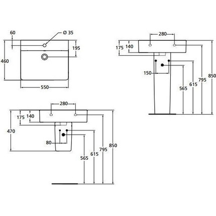 Раковина подвесная Ideal Standard Connect Cube 55 см E784401 фото 10