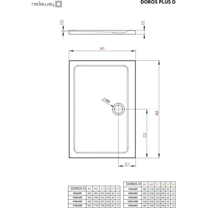 Поддон акриловый Radaway Doros Plus D 130х90 см SDRPD1390-01 фото 2