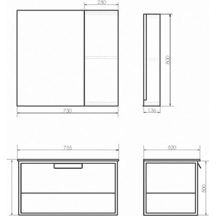 Зеркало-шкаф Comforty Бонн 75 см, дуб дымчатый фото 6