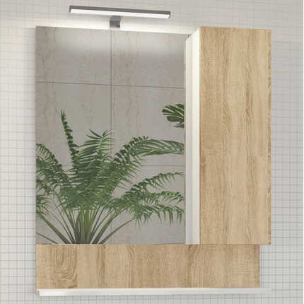 Зеркало-шкаф Comforty Рига 70 см, дуб сонома фото 