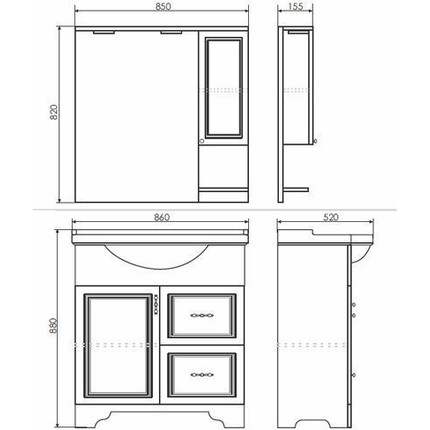 Зеркало-шкаф Comforty Севилья 85 см, слоновая кость фото 7
