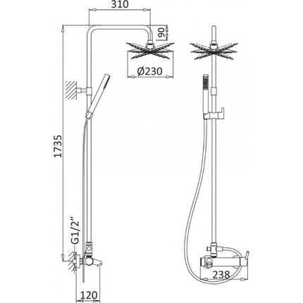 Душевая стойка Cezares Articoli Vari CZR-B-CVD2-01, Цвет производителя: хром фото 2