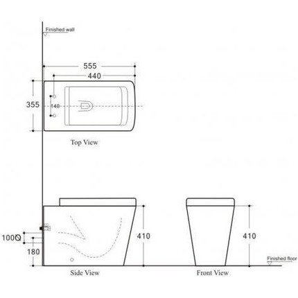 Унитаз приставной безободковый Aquanet Rimless Tavr-F BL-103N-FST 203348 с тонкой крышкой микролифт фото 12