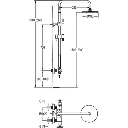 Душевая стойка с термостатом Cezares SIESTA-F-CD-TA-01 фото 2