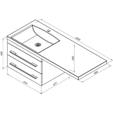 Тумба подвесная с раковиной-столешницей Aquanet Нота 120 см 171483 L, белый фото 15