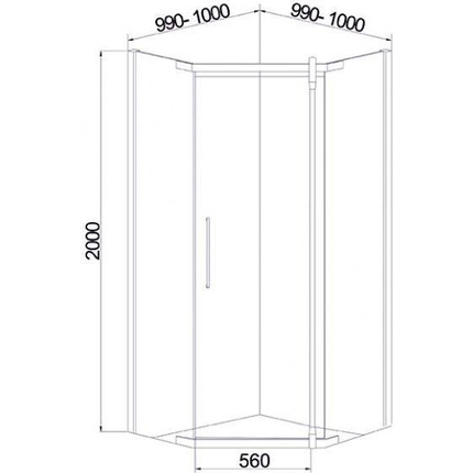 Душевое ограждение Mirsant Smart Pentagon 100х100 см хром/прозрачное фото 2