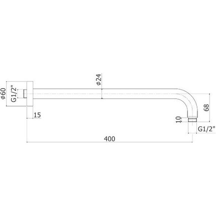 Кронштейн стеновой для верхнего душа Paffoni Rock 400 мм ZSOF034NO, чёрный матовый - 2 Кронштейн стеновой для верхнего душа Paffoni Rock 400 мм ZSOF034NO, чёрный матовый фото 2