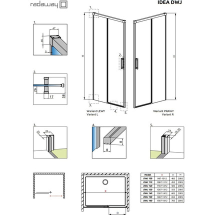 Душевая дверь Radaway Idea Gold DWJ 150 см 387019-09-01R, золото/прозрачное фото 7