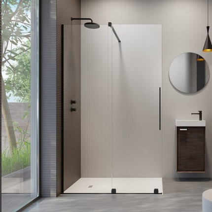 Душевая перегородка Radaway Furo Black Walk-in 120х200 см 10106638-54-01L (стекло 8 мм), черный/прозрачное фото 