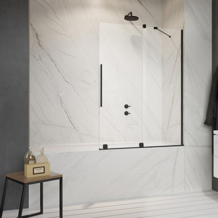 Шторка для ванны Radaway Furo Black PND II 130 см 10109688-54-01R (стекло 8 мм), черный/прозрачное фото 