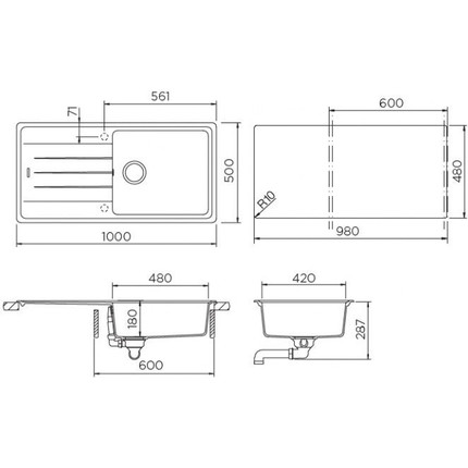 Кухонная мойка Schock Element 60D Large 700945, альпина фото 3