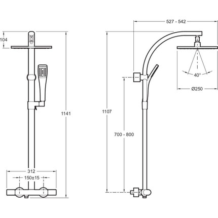 Душевая стойка с термостатом Jacob Delafon Talan E11717RU-CP - 11 Душевая стойка с термостатом Jacob Delafon Talan E11717RU-CP фото 11