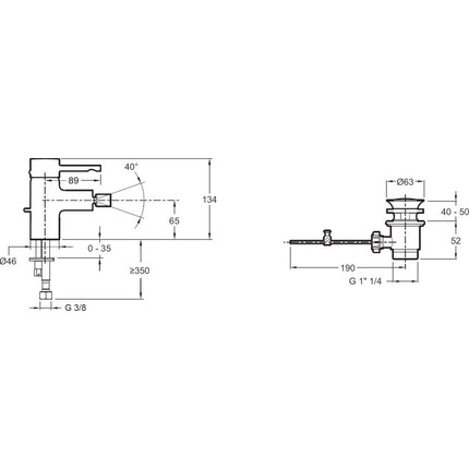 Смеситель для биде Jacob Delafon Cuff E37045-CP - 2 Смеситель для биде Jacob Delafon Cuff E37045-CP фото 2