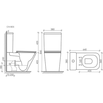 Унитаз-компакт безободковый ceramicanova Cubic CN1803 с тонкой крышкой микролифт фото 8