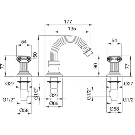 Смеситель для биде Cezares OLIMP-BBS2-03/24-O, золото, Цвет производителя: золото фото 2