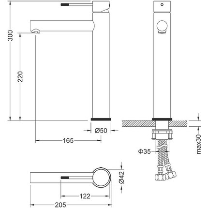 Смеситель для раковины высокий Timo Saona 2311/17F, золото матовое - 5 Смеситель для раковины высокий Timo Saona 2311/17F, золото матовое фото 5