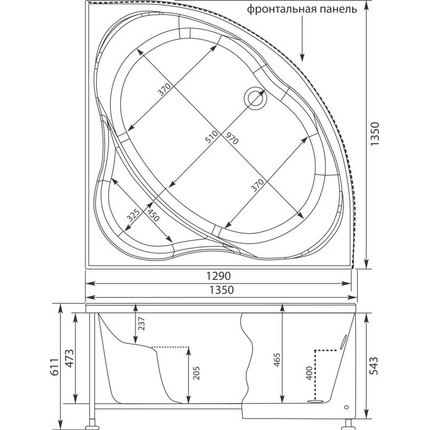 Ванна акриловая Aquanet Vitoria 135х135 см 204049 фото 12