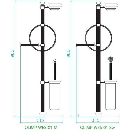Стойка с держателем и ёршиком Cezares Olimp OLIMP-WBS-01-M фото 2