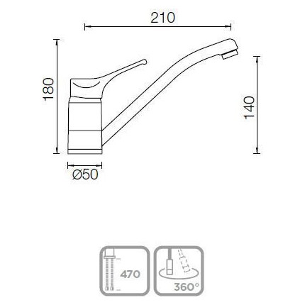 Смеситель для кухни Schock COSMO, оникс фото 2