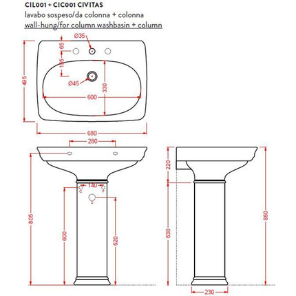 Раковина подвесная ArtCeram Civitas 68 см CIL001 03 00, чёрный фото 2