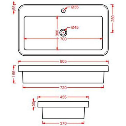 Раковина врезная на столешницу Artceram Fuori Scala 80 см TFL035 05 00 *1, белый матовый фото 2