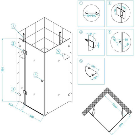 Душевое ограждение RGW HO-44 120х80 см 01064482-11 (стекло 8 мм), хром/прозрачное - 3 Душевое ограждение RGW HO-44 120х80 см 01064482-11 (стекло 8 мм), хром/прозрачное фото 3