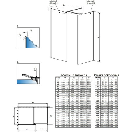 Душевое ограждение Radaway Modo New Black III 120x85 см (стекло 8 мм), черный/прозрачное фото 4