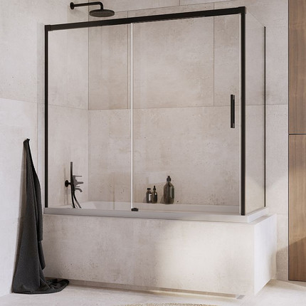 Шторка для ванны Radaway Idea Black PN DWJ+S 150x75 см L, черный/прозрачное фото 