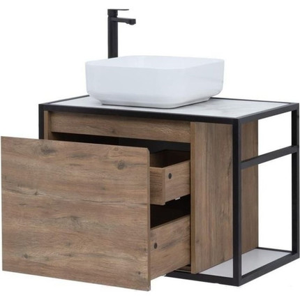 Тумба подвесная со столешницей Aquanet Nova Lite Loft 75 см 261654, дуб рошелье L фото 3