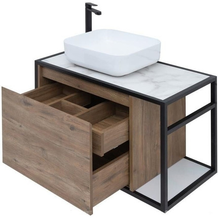 Тумба подвесная со столешницей Aquanet Nova Lite Loft 75 см 261654, дуб рошелье L фото 5