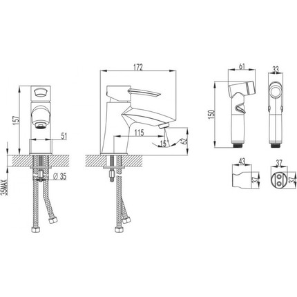 Смеситель для раковины с лейкой для биде Lemark Atlantiss LM3216C фото 5