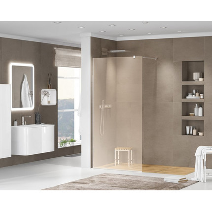 Душевая перегородка Cezares Liberta L-1 100 см (телескопический кронштейн, стекло 8 мм), хром/бронза фото 2