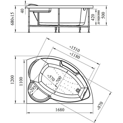 Ванна гидромассажная Радомир Алари 168x120 см R (Гидромассаж "Баланс") фото 2
