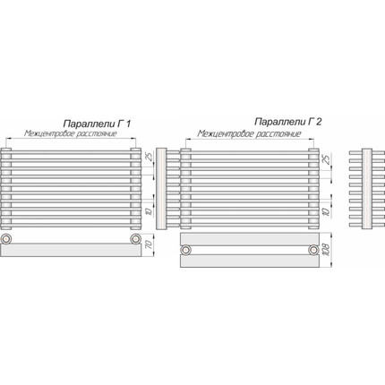 Радиатор KZTO Параллели Г 1-1250-12 1280х400 мм (16 секций) фото 11