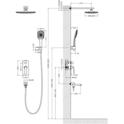 Душевая система для ванны Timo Helmi SX-4099/03SM, черный матовый фото 2