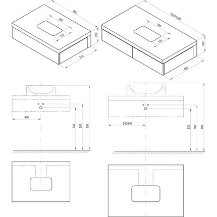 Тумба подвесная со столешницей Ravak Formy 120 см X000001031, белый фото 5