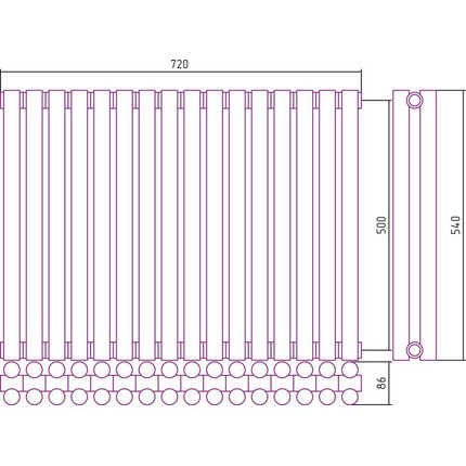 Радиатор Сунержа Эстет-11 720х500 мм (16 секций) 00-0302-5016 универсальное подключение фото 5