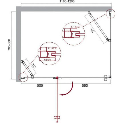 Душевое ограждение BelBagno 120х80 см ETNA-AH-12-120/80-C-Cr, хром/прозрачное фото 2